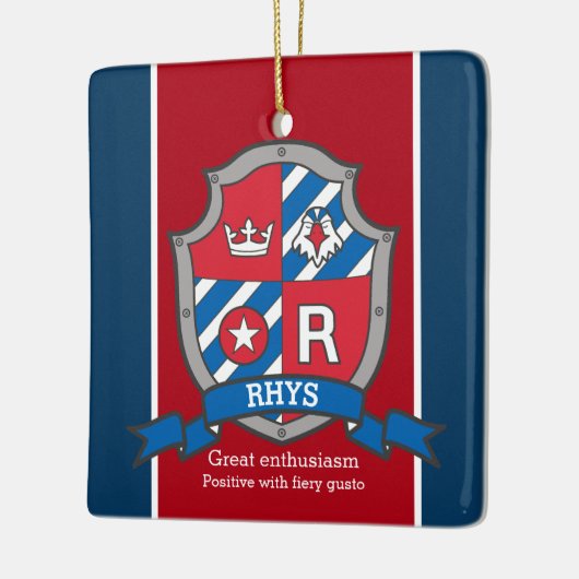Rhys-Name bedeutet Wappen Adlerroter Brauch Keramikornament (Links)