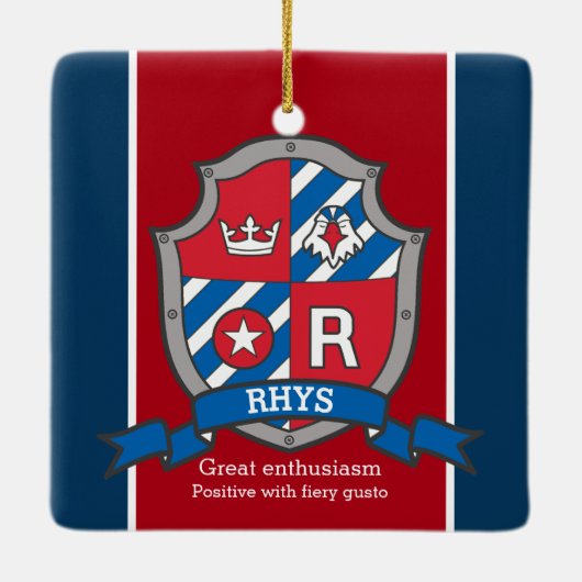 Rhys-Name bedeutet Wappen Adlerroter Brauch Keramikornament (Rückseite)