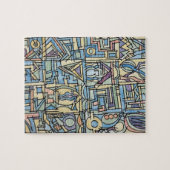 Rhythm In Blue-Modern Bauhaus Geometric Art Puzzle (Horizontal)