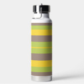 Rhythm Stripes Horizontal Lines Brown Yellow Green Trinkflasche (rechts)