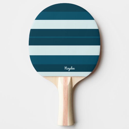 Rhythm Stripes Horizontal Lines Sea Blue White Tischtennis Schläger (Vorderseite)