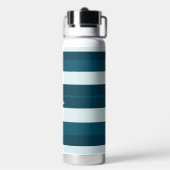 Rhythm Stripes Horizontal Lines Sea Blue White Trinkflasche (Hinten)