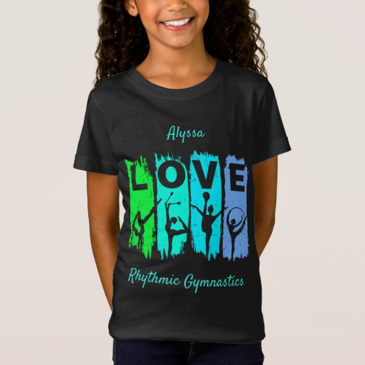 Rhythmic Gymnastics Love in Green and Aqua   T-Shirt (Vorderseite)