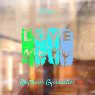 Rhythmische Gymnastik Liebe in Green und Aqua Fensteraufkleber