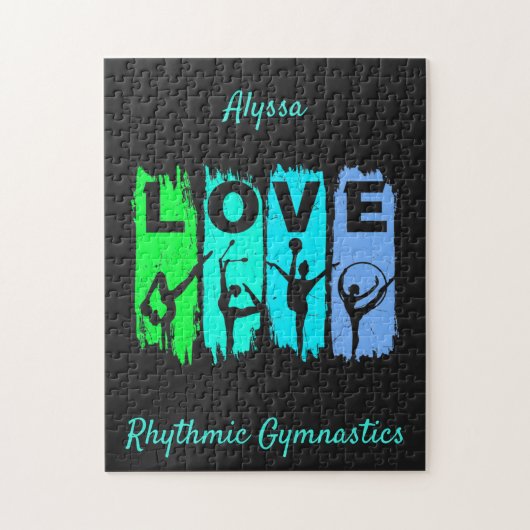 Rhythmische Gymnastik Liebe in Green und Aqua Puzzle (Vertikal)