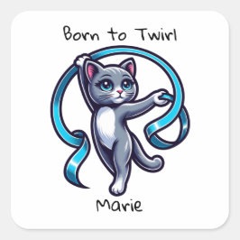 Rhythmische Gymnastik Ribbon Twirl Quadratischer Aufkleber