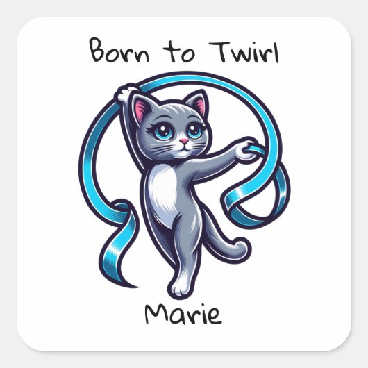 Rhythmische Gymnastik Ribbon Twirl Quadratischer Aufkleber (Vorderseite)