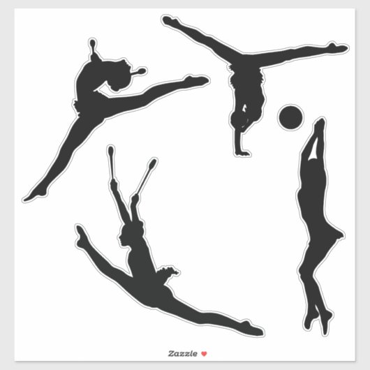 Rhythmische Gymnastik Silhouette Aufkleber (Blatt)