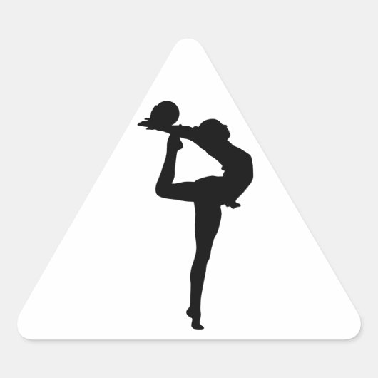 Rhythmische Gymnastik Silhouette Dreieckiger Aufkleber (Vorderseite)
