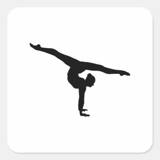 Rhythmische Gymnastik Silhouette Quadratischer Aufkleber (Vorderseite)