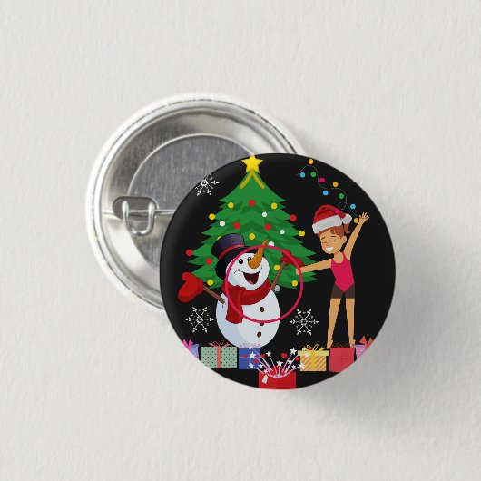 Rhythmische Gymnastik Weihnachtsfeier Button (Vorne & Hinten)
