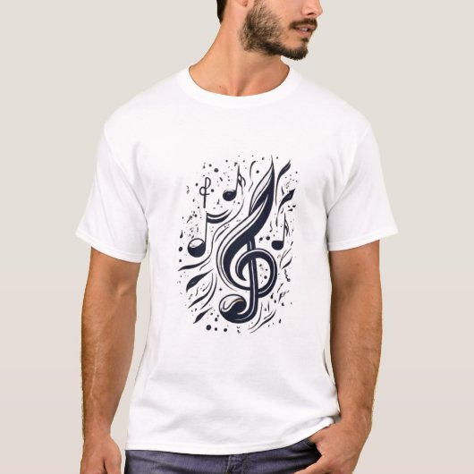 Rhythmische Harmonie: Floating Musical Note T-Shirt (Vorderseite)
