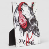 Rhythmische Skull Rot Kopfhörer Dunkle Kunst Desig Fotoplatte (Seite)