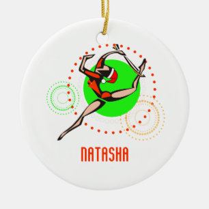 Rhythmischer Gymnast-personalisierte Verzierung Keramik Ornament