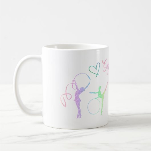 Rhythmischer Gymnastischer Regenbogen-Glitzer Zwei Kaffeetasse (Links)