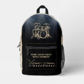 Rhythmischer Schwarzer/Tan Drummer-Backpack Bedruckter Rucksack (Vorderseite)