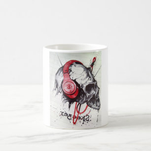 Rhythmischer Totenkopf Roter Kopfhörer Dark Art De Kaffeetasse