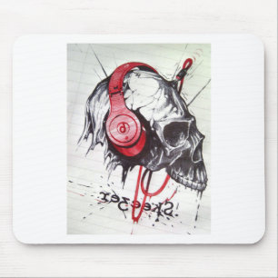 Rhythmischer Totenkopf Roter Kopfhörer Dark Art De Mousepad