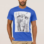 Rhythms Drum Dancing People Grayscale Illustration T-Shirt (Vorderseite)