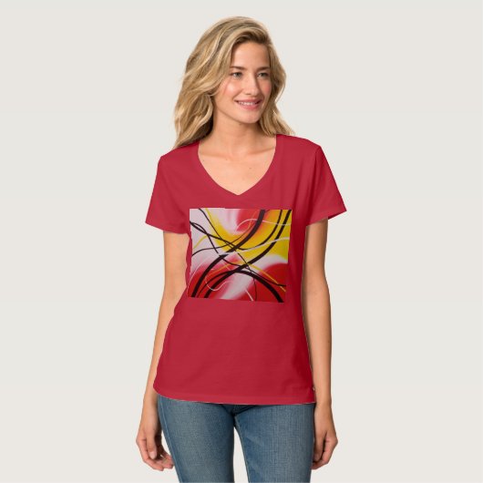Rhythms in Red, Abstract art Tee (Vorderseite Vollansicht)