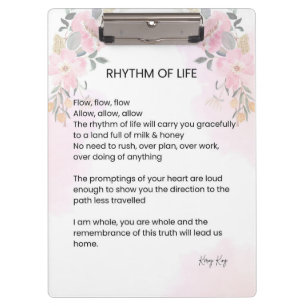 Rhythmus des Lebens - Hoffnung gefüllt Gedicht Klemmbrett