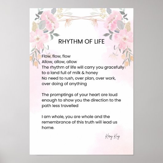 Rhythmus des Lebens - Hoffnung gefüllt Gedicht Poster (Vorne)