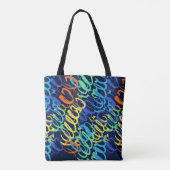 "Rhythmus & Farbe" Handgemalte Abstraktion Tasche (Rückseite)