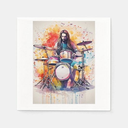 Rhythmus in Bewegung: Drummer Performance Poste Serviette (Vorderseite)