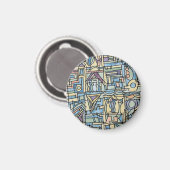 Rhythmus in Blau - Handgemalte abstrakte Kunst Magnet (Vorderseite/Rückseite)