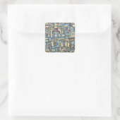 Rhythmus in Blau - Handgemalte abstrakte Kunst Quadratischer Aufkleber (Tasche)