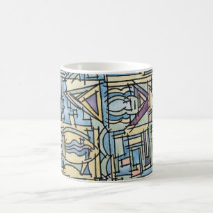 Rhythmus in Blau - Moderne geometrische Wasserfarb Kaffeetasse