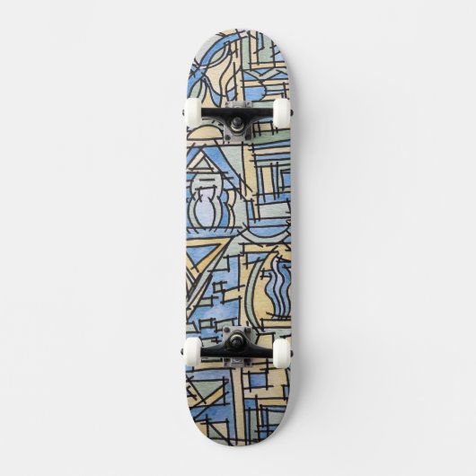 Rhythmus in blau-moderner geometrischer Kunst Skateboard (Vorderseite)