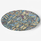 Rhythmus in blauer Hand bemalt moderne geometrisch Pappteller (Schrägansicht)