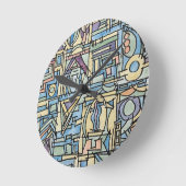 Rhythmus in blauer Hand bemalt moderne geometrisch Runde Wanduhr (Winkel)