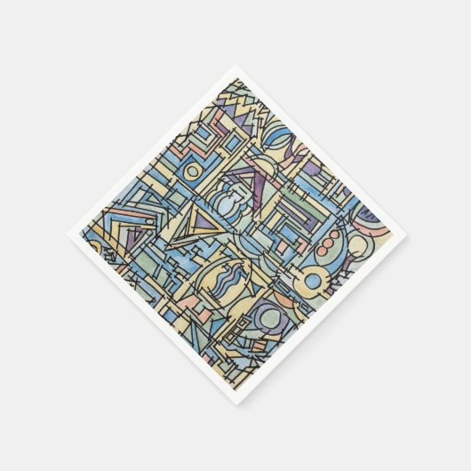 Rhythmus in blauer Hand bemalt moderne geometrisch Serviette (Ecke)