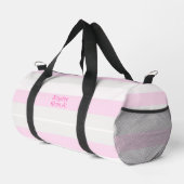 Rhythmus Streifen Horizontale Linien Grau Pink Wei Duffle Bag (Rechte Ecke)