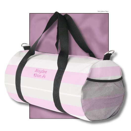 Rhythmus Streifen Horizontale Linien Grau Pink Wei Duffle Bag