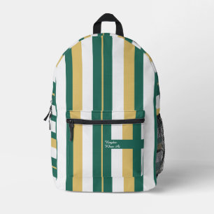 Rhythmus Streifen Linien Grün Gold Weiß Bedruckter Rucksack