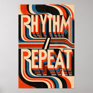 Rhythmus-Wiederholung Retro-Geometrie-Typografie-W Poster