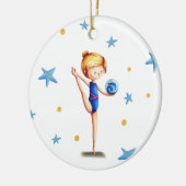 Rhythmusgymnast Weiß, Blau und Schwarz mit Ball Keramik Ornament (Links)