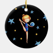 Rhythmusgymnast Weiß, Blau und Schwarz mit Ball Keramik Ornament (Hinten)
