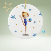Rhythmusgymnast Weiß, Blau und Schwarz mit Ball Keramik Ornament