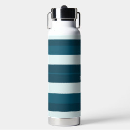 Rhythmusstreifen Horizontale Linien Meerblau Weiß Trinkflasche