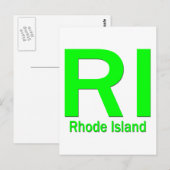 RI Rhode Island schlicht grün Postkarte (Vorne/Hinten)
