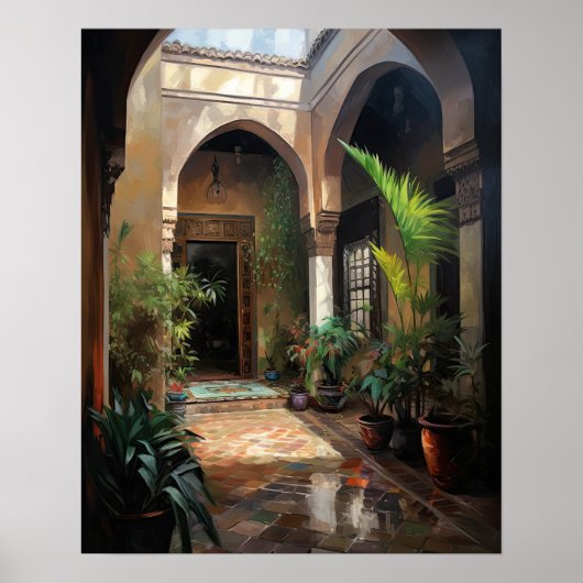 Riad Marrakech Malerei Art Print Poster (Vorne)