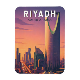 Riad Saudi-Arabien Illustration Reise Kunst Retro Magnet
