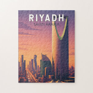 Riad Saudi-Arabien Illustration Reise Kunst Retro Puzzle