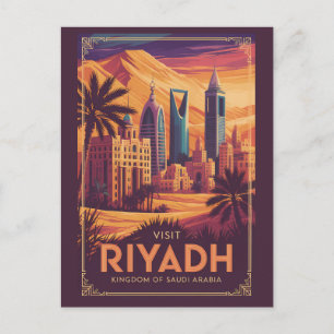 Riad Saudi-Arabien Wüsten-Illustration Reise Kunst Postkarte
