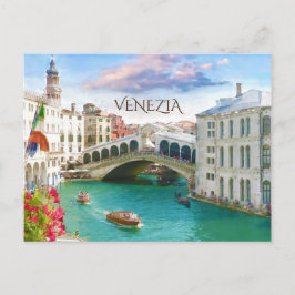 Rialto Bridge in Venice Venezia, Italy Postcard Postkarte