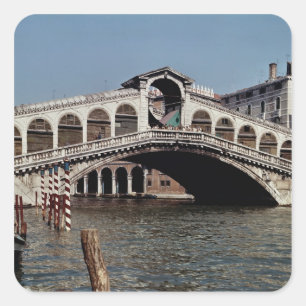 Rialto Brücke, angefangen 1588 Quadratischer Aufkleber